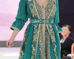 caftan dubai vert pour femme