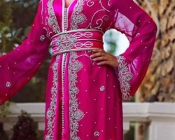 caftan-rose-argent-pas-cher