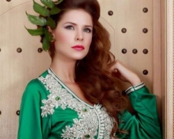 caftan-vert-satin-pas-cher