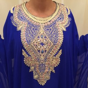 robe-dubai-bleu-crepe-polyester-pas-cher
