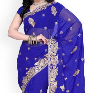 sari indien bleu