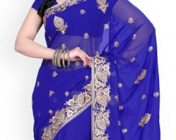 sari indien bleu