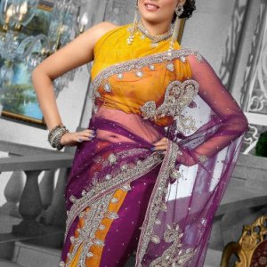 sari-indien-jaune-violet-pas-cher