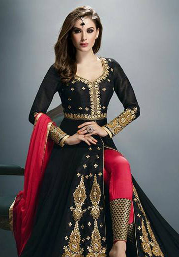 Sari indien noir haute couture pas cher