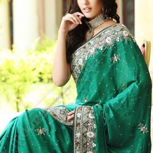 sari-indien-vert-argent