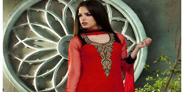 salwar kameez rouge