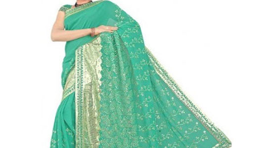 sari indien vert