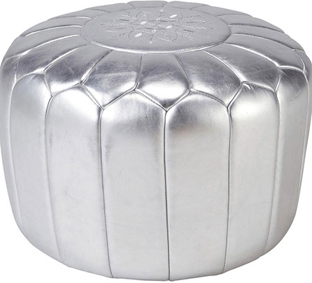 pouf oriental argent