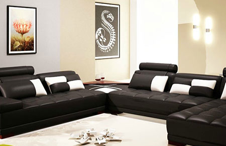 salon marocain design noir et blanc